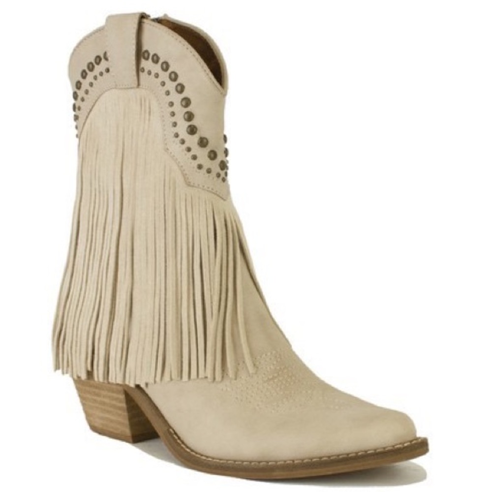 8.5 Beast Adela-16 Stone Fringe Stud Embellishment Short Western Cowboy Boot - Picture 3 of 4